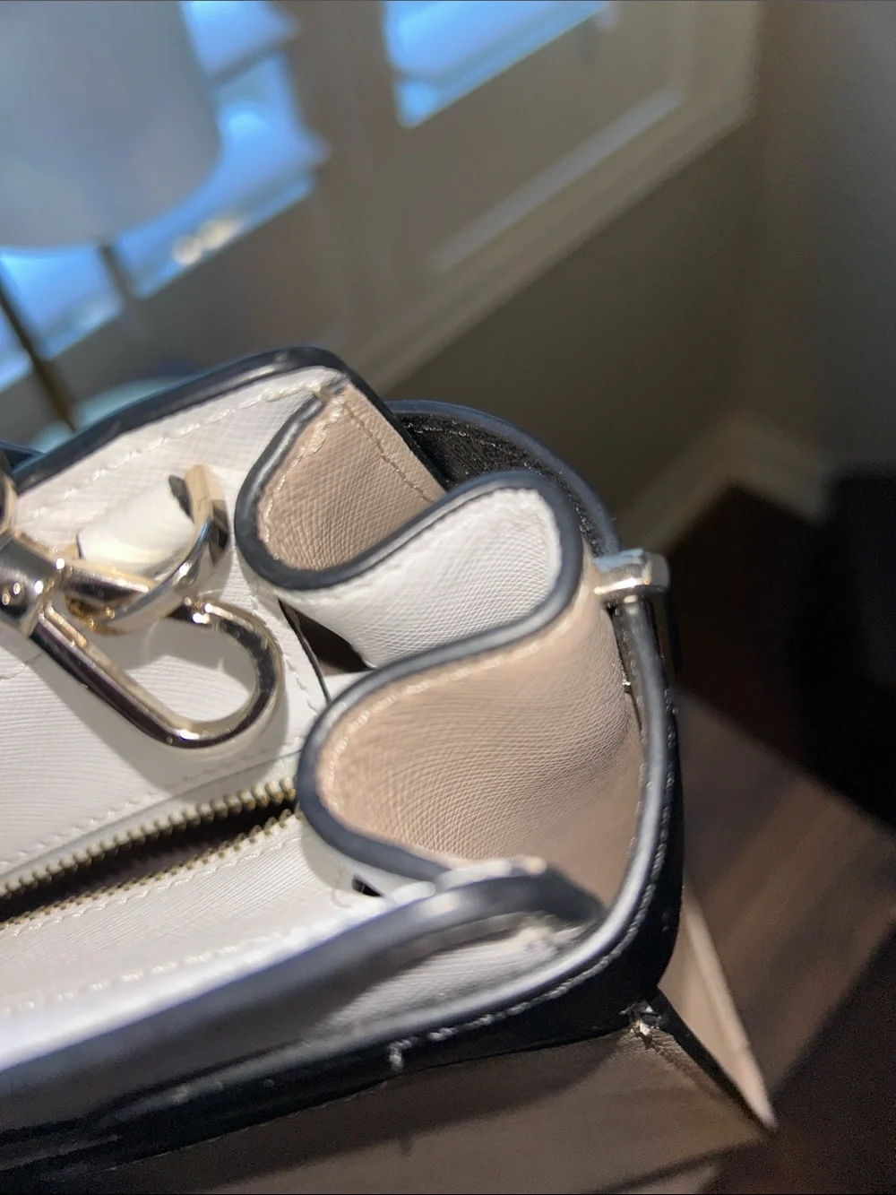 kate spade Two-Tone Cream and White Satchel with Black Trim- EUC - Picture 8 of 15